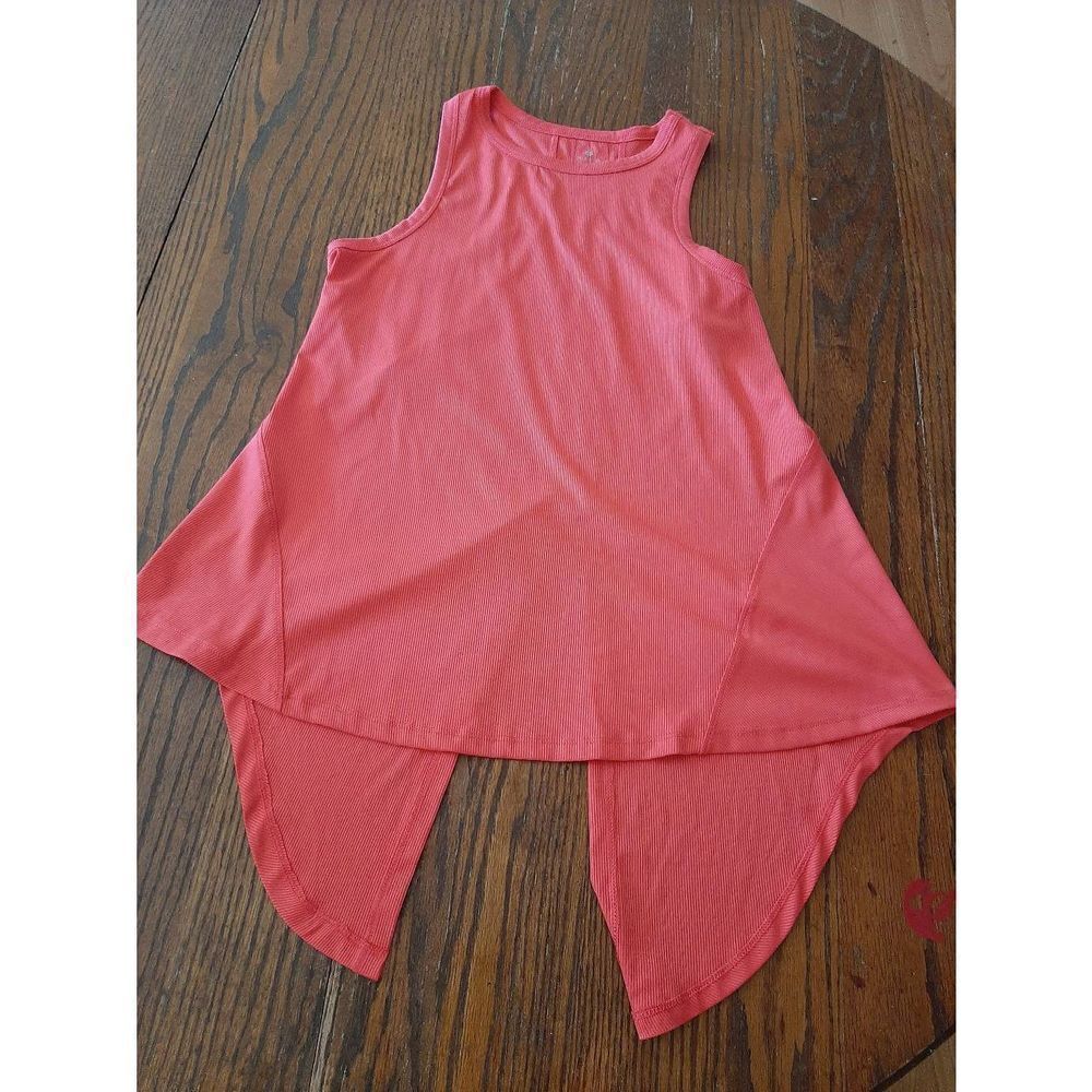 Small Apana Pink Ribbed Sleeveless Racerback Tie Back Athletic Tank Top Shirt